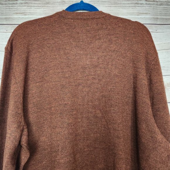 Viyella V-Neck Merino Wool Sweater Long Sleeve Brown Men's Size XXL - Picture 11 of 14
